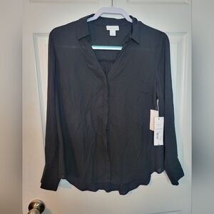 Liz Claiborne Top PL Petite Large Blouse Professional Workwear Black New